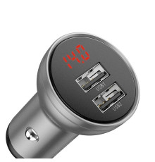 Автомобільний зарядний пристрій Baseus Digital Display (2хUSB, 4.8A) Silver (CCBX-0S)