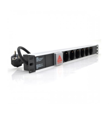 Удлинитель Ritar 1U 19" (1U-M6-K-GER/07693) 6 розеток, 1.8 м, Black