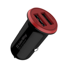 Автомобильное зарядное устройство ColorWay (2USB,3.4A, 17W) Red/Black (CW-CHA026-BK)