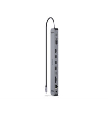 Концентратор REAL-EL CQ-1000 USB3.0х3/USB-C/HDMI/VGA/RJ45/SD/TF/3.5 mm audio, 0.4m, Space Grey
