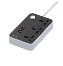Фільтр живлення ColorWay CW-CHU34PDB 3 розетки, 4 USB (Type-C PD20W + 3USB QC3.0), 2 м, чорний