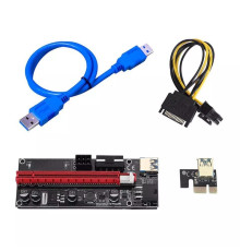 Райзер PCI-E 1x to 16x 6pin, Molex, SATA, USB 3.0, AM-AM, 0.6 м
