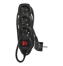Фильтр питания Emos (PC1321R) с выключателем, 3 розетки, 1.5м, Black