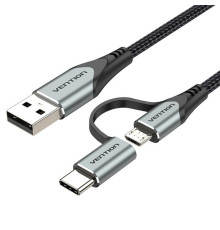 Кабель Vention USB - micro USB + USB Type-C (M/M), 1 м, Black (CQEHF)
