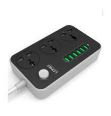 Сетевой фильтр Ldnio (SC3604/19045) 3 розетки, 6 USB, 2 м, Black/Grey