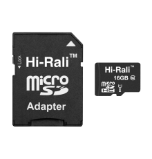 Карта памяти MicroSDHC  16GB UHS-I Class 10 Hi-Rali + SD-adapter (HI-16GBSD10U1-01)