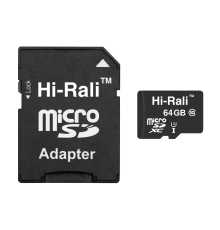 Карта памяти MicroSDXC  64GB UHS-I/U3 Class 10 Hi-Rali + SD-adapter (HI-64GBSDU3CL10-01)