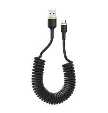 Кабель ColorWay USB - micro USB (M/M), spiral, 2.4 А, 1 м, Black (CW-CBUM051-BK)