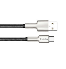 Кабель ColorWay USB - USB Type-C (M/M), metal head, 2.4 А, 1 м, Black (CW-CBUC046-BK)