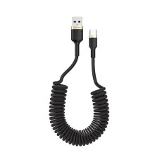 Кабель ColorWay USB - USB Type-C (M/M), Spiral, 2.4 А, 1 м, Black (CW-CBUC051-BK)