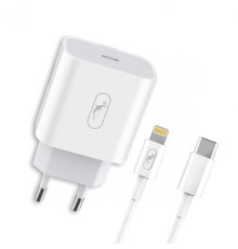 Зарядний пристрій SkyDolphin SC18EL PD2.0 (1USB-С, 3A) White (MZP-000156) + кабель Lightning