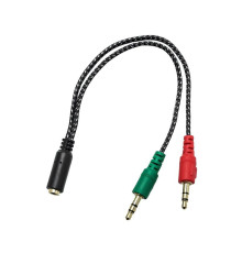 Аудіо-кабель XoKo 3.5 мм - 2х3.5 мм (M/F), 0.2 м, Black (AC-007)