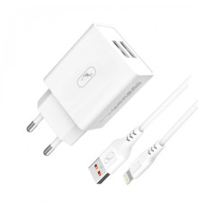 Зарядний пристрій SkyDolphin SC30L (2USB, 2.1A) White (MZP-000112) + кабель Lightning