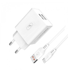 Зарядний пристрій SkyDolphin SC30T (2USB, 2.1A) White (SDMZP-000113) + кабель Type-C