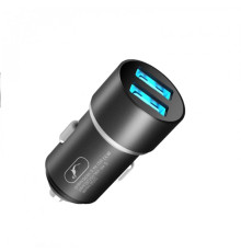 Автомобільний зарядний пристрій SkyDolphin SZ02 Aluminium (2USB, 2.4A) Black (AZP-000074)