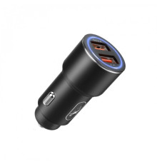 Автомобільний зарядний пристрій SkyDolphin SZ15 Aluminium QC3.0 (2USB, 2.4A) Black (AZP-000087)