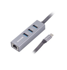 Концентратор USB Type-C Maxxter 4хUSB3.0, RJ-45 Grey (NECH-3P-02)