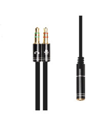 Аудіо-кабель XoKo 3.5 мм - 2х3.5 мм (M/F), 0.4 м, Black (AC-009)