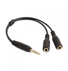 Аудіо-кабель XoKo SC-009 3.5 мм - 2х3.5 мм (M/F), 0.15 м, Black (XOKO SC-009)