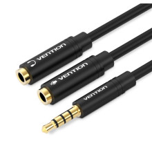 Кабель Vention Audio 3.5 mm M - 2х3.5 mm F, 0.3 m, Black (BBVBY)