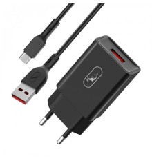 Зарядний пристрій SkyDolphin SC36V (1USB, 2.4A) Black (MZP-000176) + кабель microUSB