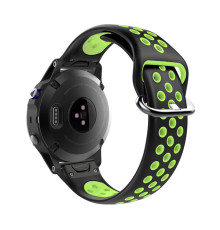 Ремінець для Garmin QuickFit 22 Nike-style Silicone Band Black/Green (QF22-NSSB-BKGN)