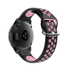 Ремінець для Garmin QuickFit 22 Nike-style Silicone Band Black/Pink (QF22-NSSB-BKPK)