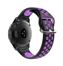 Ремінець для Garmin QuickFit 22 Nike-style Silicone Band Black/Purple (QF22-NSSB-BKPU)