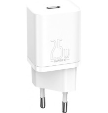 Мережевий зарядний пристрій Baseus Super Silicone PD Charger 25W (1Type-C) White (TZCCSUP-L02) + кабель Type-C