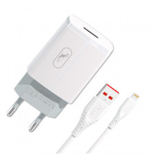 Мережевий зарядний пристрій SkyDolphin SC06L (1USBx2.4A) White (MZP-000178) + кабель Lightning