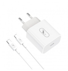 Мережевий зарядний пристрій SkyDolphin SC38T (USB TYPE-Cx2.4A) White (MZP-000183) + кабель USB Type-C