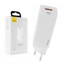 Мережевий зарядний пристрій Baseus GaN2 Lite (1USB, 1USB-C) 65W White (CCGAN2L-B02)