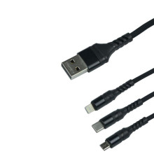 Кабель Remax RC-186th Speed 2.1A USB-Lightning/microUSB/USB Type-C, 1м Black (6954851204589)