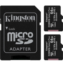Карта пам`яті MicroSDXC 2x64GB UHS-I Class 10 Kingston Canvas Select Plus R100MB/s + SD-адаптер (SDCS2/64GB-2P1A)