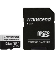 Карта пам`ятi MicroSDXC 128GB UHS-I/U3 Class 10 Transcend 330S R100/W85MB/s + SD-адаптер (TS128GUSD330S)