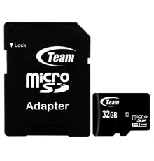 Карта памяти MicroSDHC  32GB Class 10 Team + SD-adapter (TUSDH32GCL1003)
