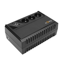 Джерело безперебійного живлення NJOY Renton 650 (UPLI-LI065RE-CG01B) Lin.int., AVR, 3 x евро, USB , пластик