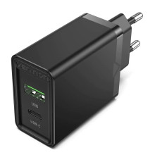 Мережевий зарядний пристрій Vention USB Type C + QC4.0 (20W) Black (FADB0-EU)