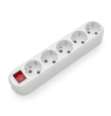 Розетковий блок Electrum 5 гнізд із заземленням та вимикачем C-SM-1781