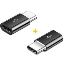 Адаптер XoKo AC-014 micro USB - USB Type-C (F/M), 2шт., Black (XK-AC014-BK2)
