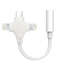 Адаптер XoKo AC-333 USB Type-C - Lightning - mini-jack 3.5 mm White (XK-AC-333)