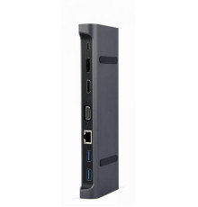Док-станція Cablexpert USB-C 9-в-1 (A-CM-COMBO9-02) USB-хаб + HDMI/VGA/PD/LAN/3.5-мм аудіо