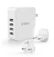Мережевий зарядний пристрій Ttec Quattro Traveler 4хUSB 5.1A/25Вт White (2SC02BUK)