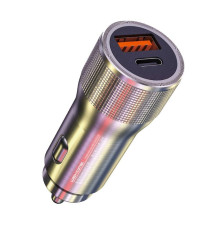 Автомобільний зарядний пристрій WK WP-C30 (USB + Type-C) Silver (6941027615935)