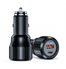 Автомобільний зарядний пристрій Choetech (1USB Type C 63W; 1USB 18W) PD3.0 QC3.0 Black (TC0010)
