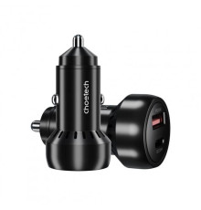 Автомобильное зарядное устройство Choetech (1USB Type C; 1USB) 60W PD3.0 QC3.0 Black (TC0014)