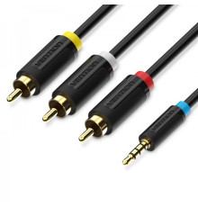 Кабель Vention 3.5 мм - 3хRCA (M/M), 2 м, Black (BCBBH)