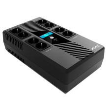 ИБП NJOY Token 800 (UPCSBLS680TTOAZ01B), Lin.int., 8 x Schuko, USB, LCD, пластик
