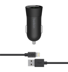Автомобільний зарядний пристрій Belkin (1USB, 2.4A) Black (F8J177DS04-BLK) + кабель Lightning