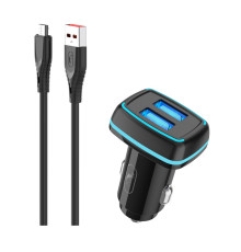 Автомобільний зарядний пристрій SkyDolphin SZ18V (2USB, 3.4A) Black (AZP-000101) + кабель microUSB